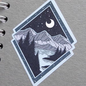 Sticker illustré Reflections [Paysage/Montagnes/Design inspiré de la nature]