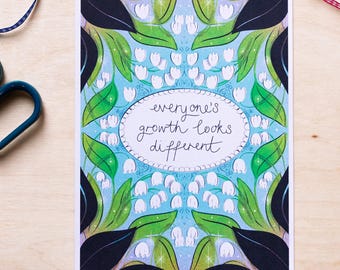 Floral Quote Print: Everyone's Growth, A5 Recycled Cardstock