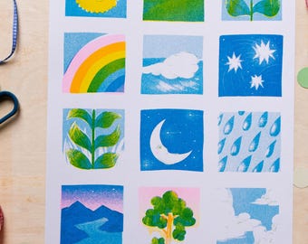 Good Things Take Time A3 Risograph Print [Nature, Mindful Wall Art]