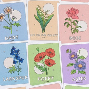 Cartes postales illustrées Fleur de naissance