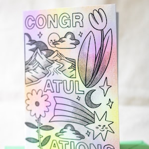 Congratulations A6 Illustrated Doodle Nature Motifs Greetings Card