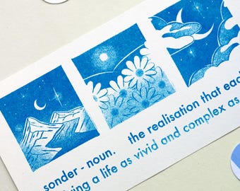 Sonder Illustration Landscapes and Nature Mini Risograph Quote Print Strip