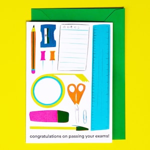 Félicitations, vous avez réussi vos examens, carte de voeux illustrée A6