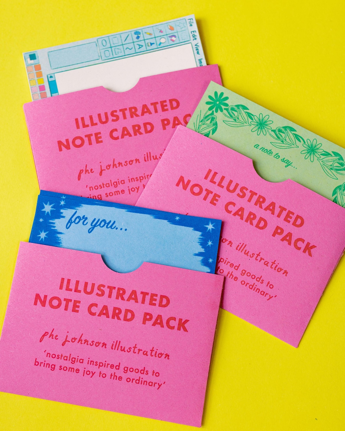 Pack of Personalised Illustrated Note Cards in Handmade Packaging ...