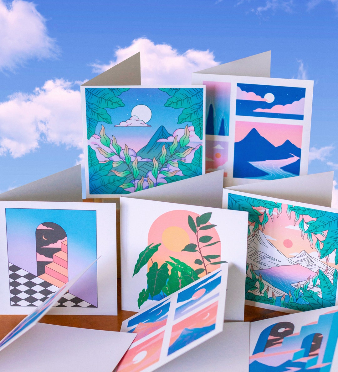 Illustrated Square Greetings Cards [landscape and Nature-inspired ...