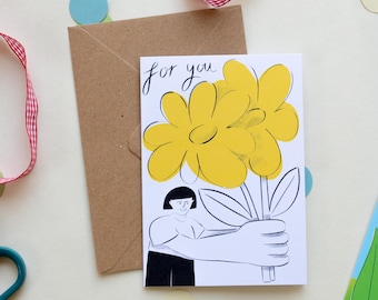 For You Bunch of Flowers A6 Greetings Card
