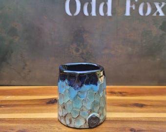 Handmade Carved Ceramic Creamer | Rainbow gradient Stoneware Creamer