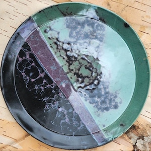 Black Teal and Purple Dinner Plate I handmade ceramic plate I Made to order