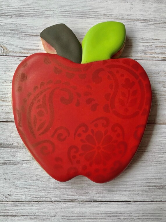 Patterned Apple Back To School Cookies - NUT FREE