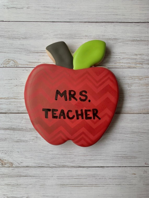 Personalized Patterned Apple Back To School Cookies - NUT FREE