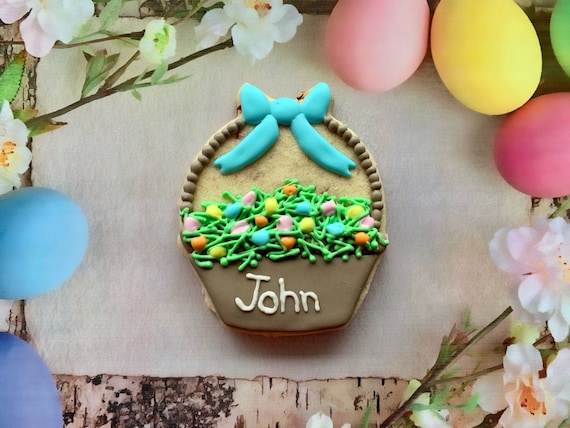 Easter Egg Basket Cookies - Personalized - NUT FREE