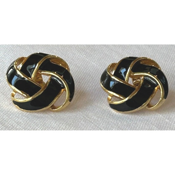 Vintage Napier Black Enamel Gold Tone Clip On Kno… - image 2