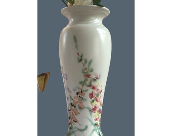 Clouds Folsom 1996 Signed Cream Floral Vase 12.5 Inches