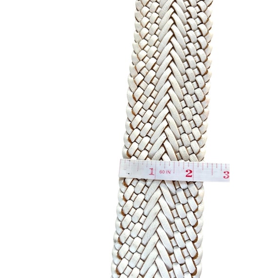 Linea Pelle White Braided Leather Wide D-Ring Bel… - image 7