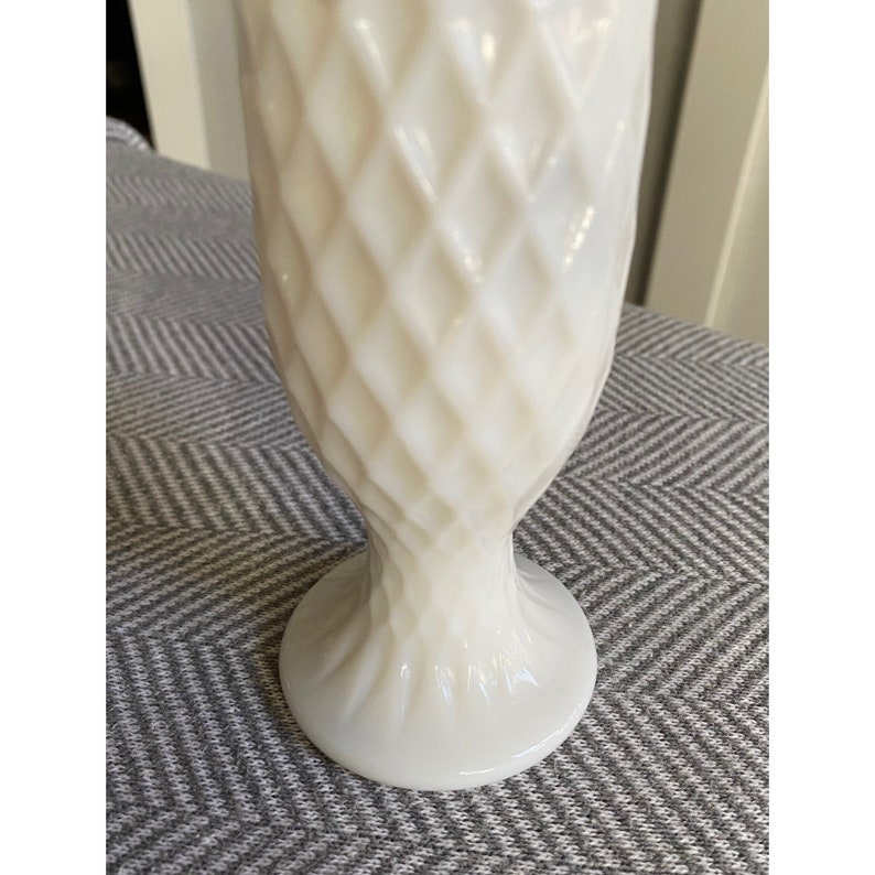 E.O. Brody Milk Glass Bud Vase Vintage Diamond Pattern Etsy