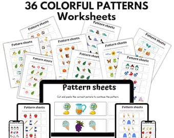 Pattern Recognition Worksheets for Preschool,Pattern Worksheets Printable,Fine Motor Skills & Pattern Recognition,K-2nd Grade Homeschool