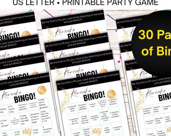Bingo Game|Karaoke Party Game| Printable Fun Game for Groups & Parties|Instant Download\Fun group activity|Karaoke Bar Game|Bingo Printable