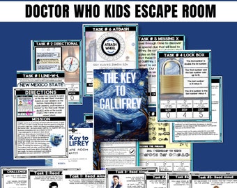 Doctor Who, Kids Escape Room, Printable game, Key to Gallifrey, Birthday game, TARDIS,DR WHO, Companion, Ninth Doctor, Celebration, Timelord