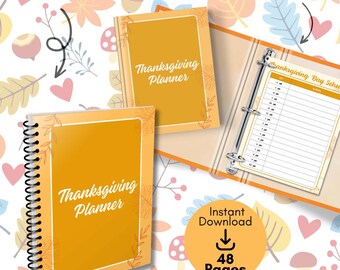 Thanksgiving Planner,Festive Orange Design planner,Holiday planner,Meal planner,Thanksgiving Checklist,Thanksgiving Budget,Holiday Meal prep