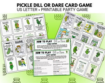 Augurk Dare Game, afdrukbaar feest- en familiespel, grappige ijsbreker met augurkthema, augurk-partygamekaarten, augurkthema instant download, augurkenthema