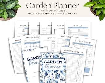 Garden Planner Printable, 48 Pages,Seasonal Garden Organizer,Seed Tracker, Harvest Log, Plants, Garden Tasks, Garden Ideas, Monthly lists