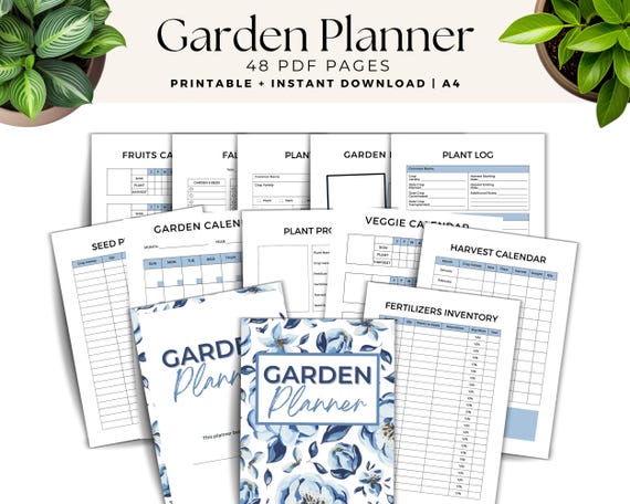 Garden Planner Printable, 48 Pages,Seasonal Garden Organizer,Seed Tracker, Harvest Log, Plants, Garden Tasks, Garden Ideas, Monthly lists