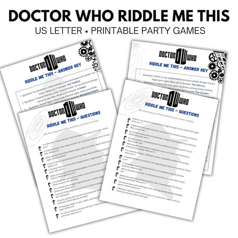 Doctor Who Party Printables Bundle - Scavenger Hunt, Riddles, Bingo ...