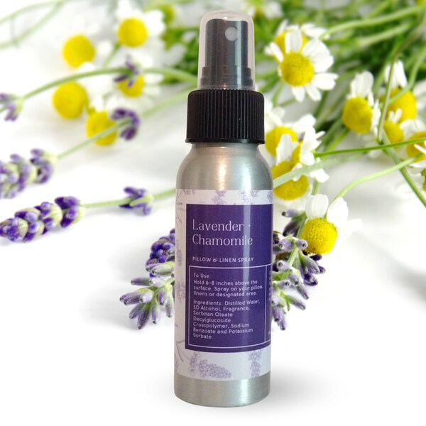 Pillow Spray | Lavender and Chamomile | 2oz Pillow Mist | Aromatherapy Sleep Spray | Calming Bed Linen Fragrance | Natural Stress Relief