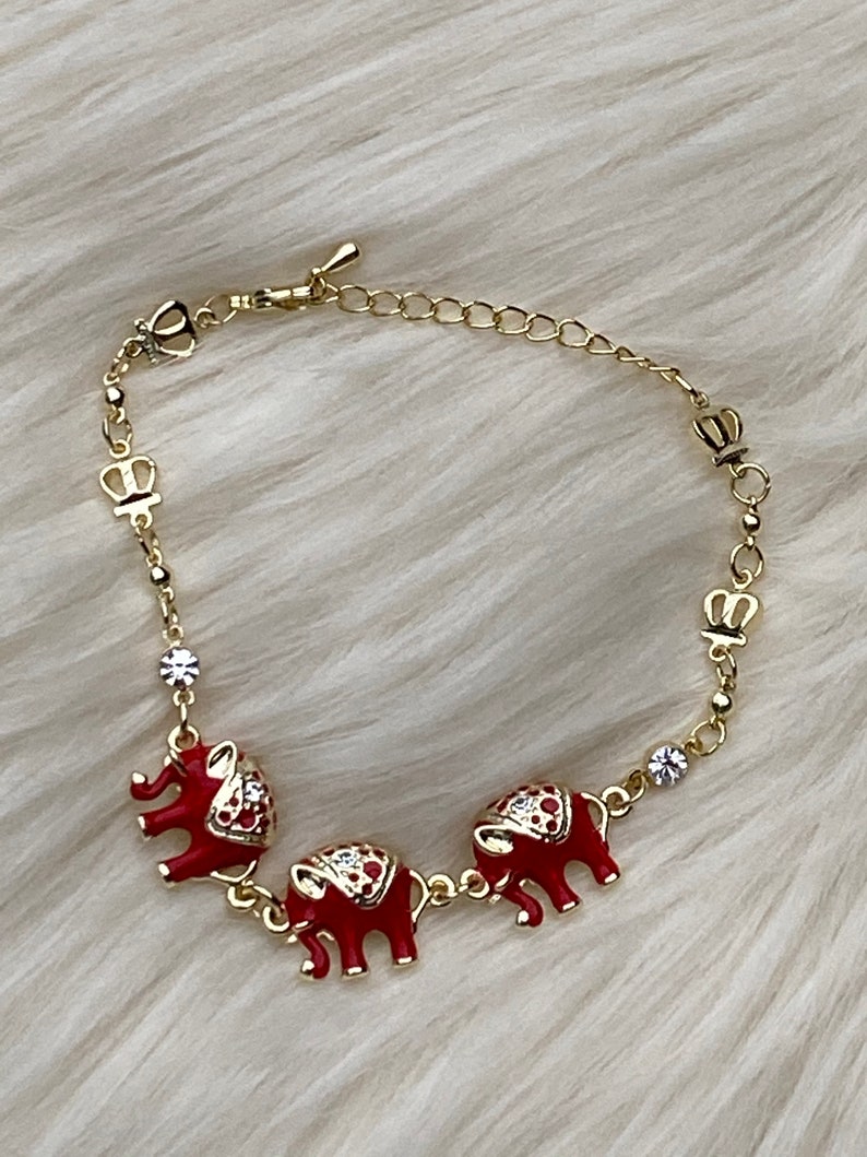 Women/'s birthday gift Trendy Jewelry Bridal Shower gift Gold Filled Charms Elephant Charm Bracelet Gold Black