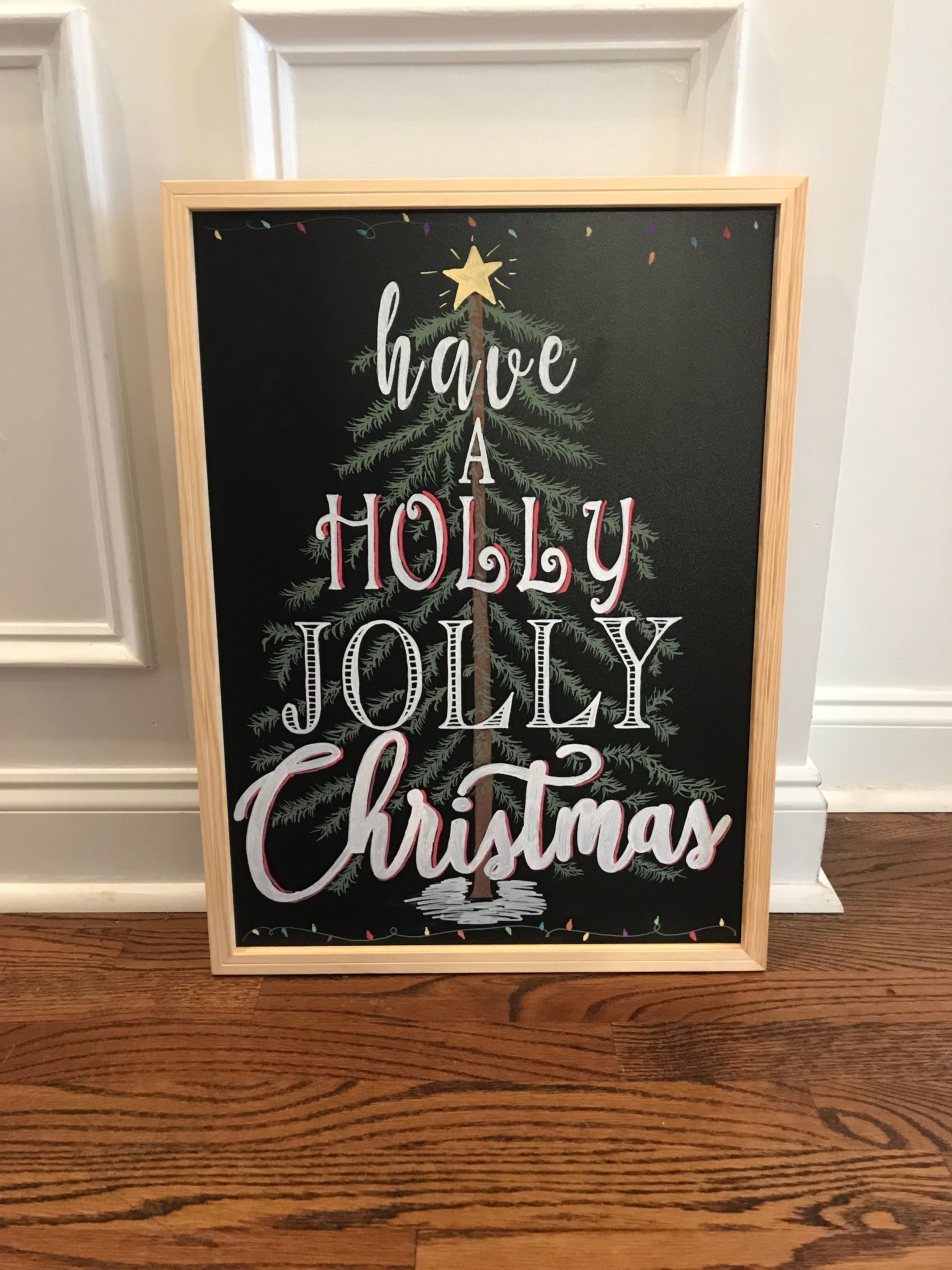 Christmas chalkboard sign large personalization available Etsy