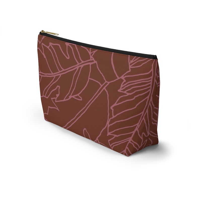 Maroon Banana Palm Accessory Pouch