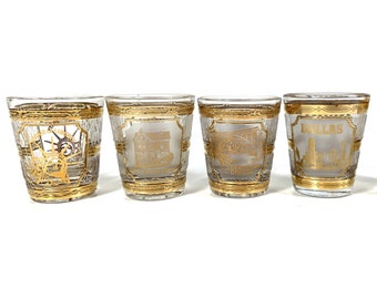 Culver Shot Glass with Gold Souvenir Design, ONE Vintage Man Cave Bar Decor, Florida, Alaska, California, 7 in STOCK!!