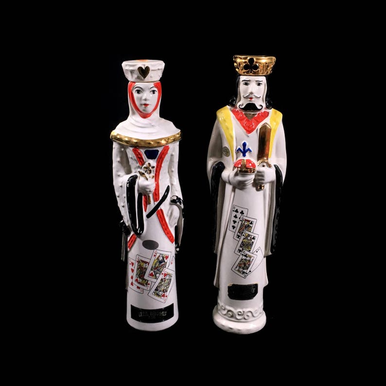 Whiskey Decanter With Queen Of Hearts And King Of Clubs Design Etsy