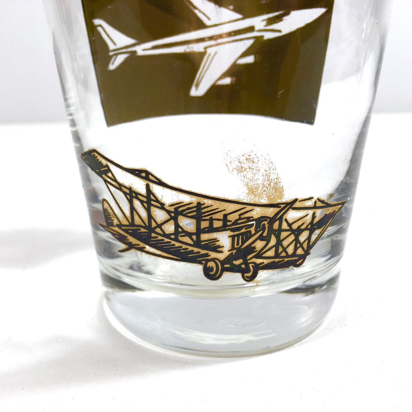 Whiskey Glass with Airplane Design by Libbey Mid Century | Etsy