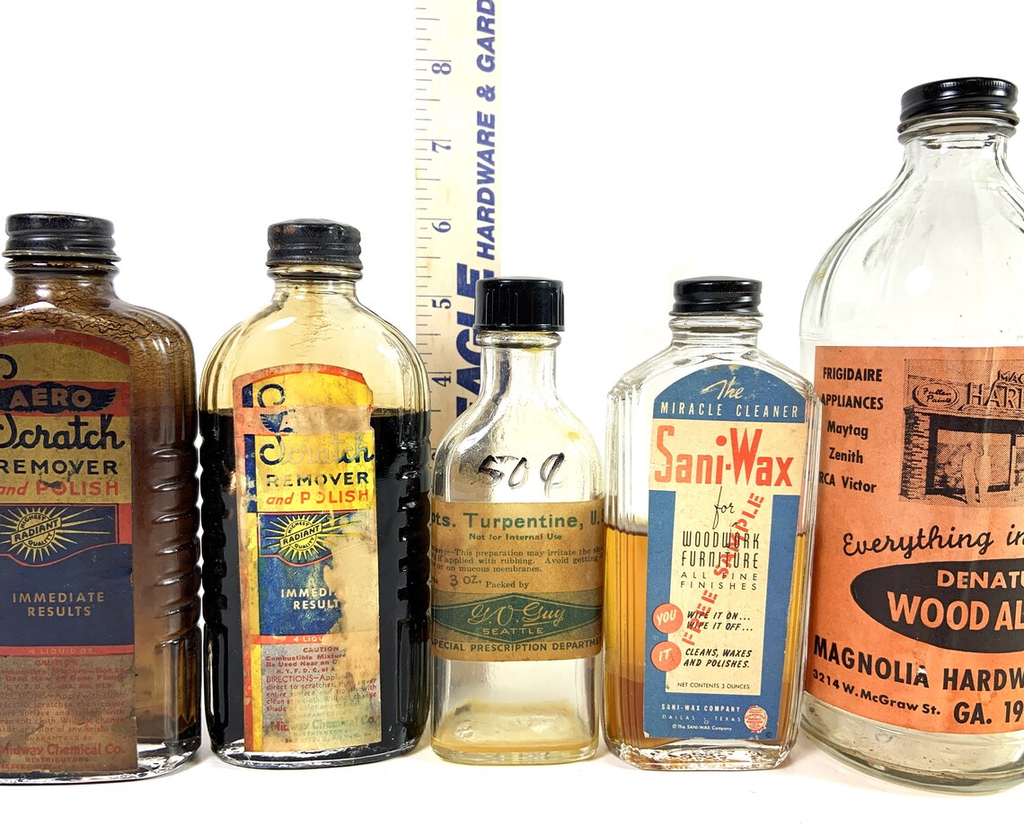 1940s Cleaner Bottle for Wood Alcohol Saniwax Furniture Etsy