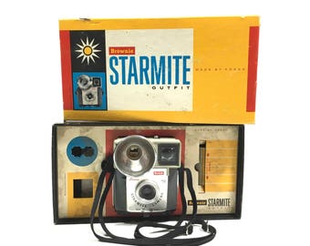 Brownie Starmite Camera in Original Box with Booklet by Kodak, circa 1960s, Vintage Box Camera