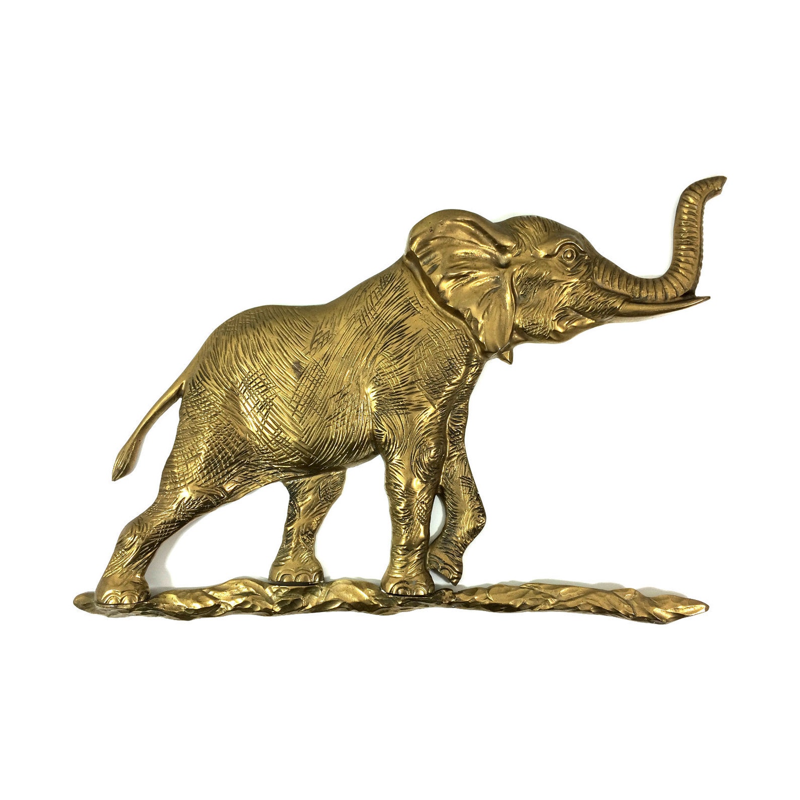 Elephant Wall Decor Sculpture Large 20 Brass Wall Panel Etsy