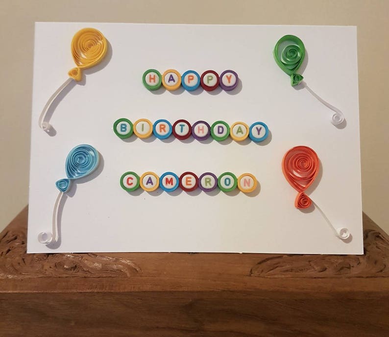 /' Greeting Card Personalised Handmade Quilled /'Happy Birthday name