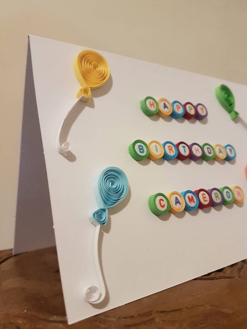 /' Greeting Card Personalised Handmade Quilled /'Happy Birthday name