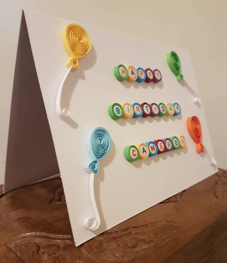 /' Greeting Card Personalised Handmade Quilled /'Happy Birthday name