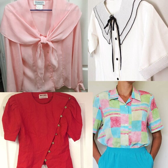 Vintage Blouse Lot Size Medium- 6 piece Clothing L