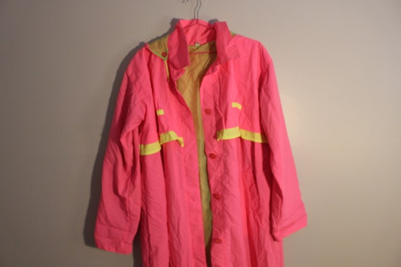 Vintage Neon Pink Trench Coat - Vintage Neon Tren… - image 7