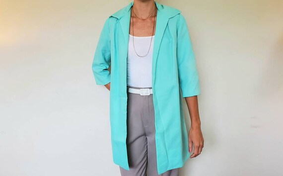 Vintage Long Teal Blazer - Sz m