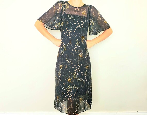 Vintage Sheer Bell Sleeve Dress Size m