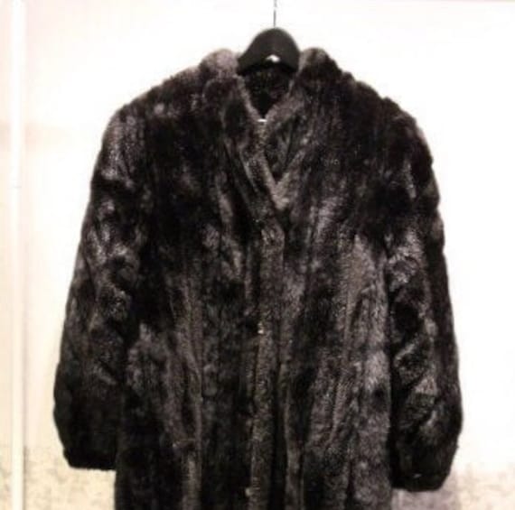 Vintage Faux Fur Trench Coat | Black Faux Fur Coat