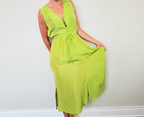 Vintage Green Silk Set Size m Green Silk Top and G