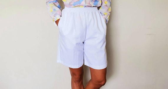 White bermuda shorts high waist vintage shorts siz