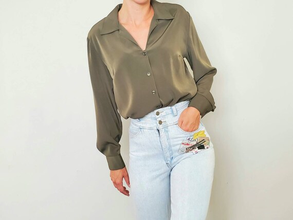 Vintage Green Blouse | Vintage Blouse | Size Mediu