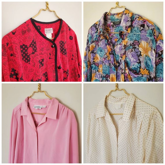 Vintage blouse lot 4 blouses size large, Vintage c