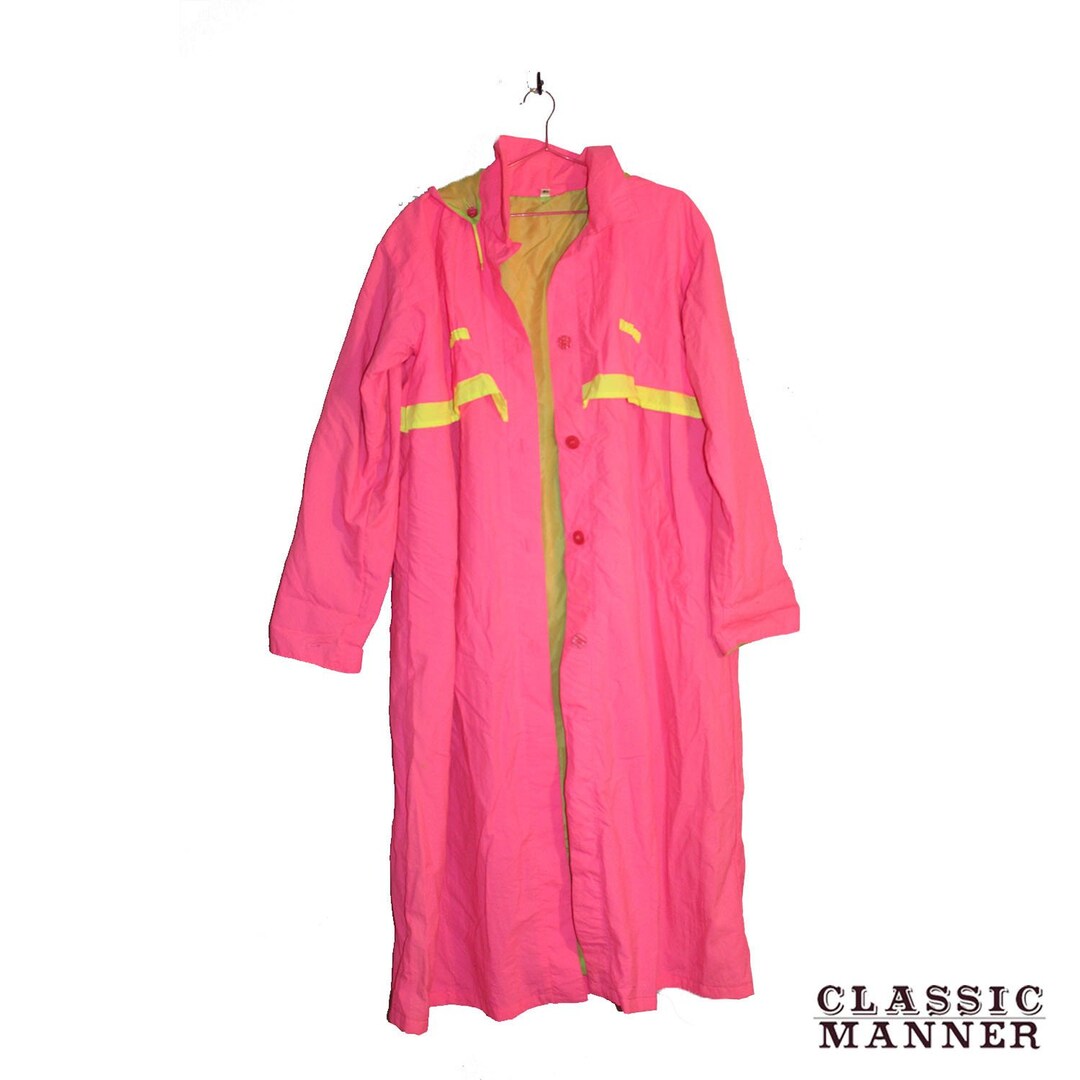 Vintage Neon Pink Trench Coat Vintage Neon Trench Coat Hot Pink Trench